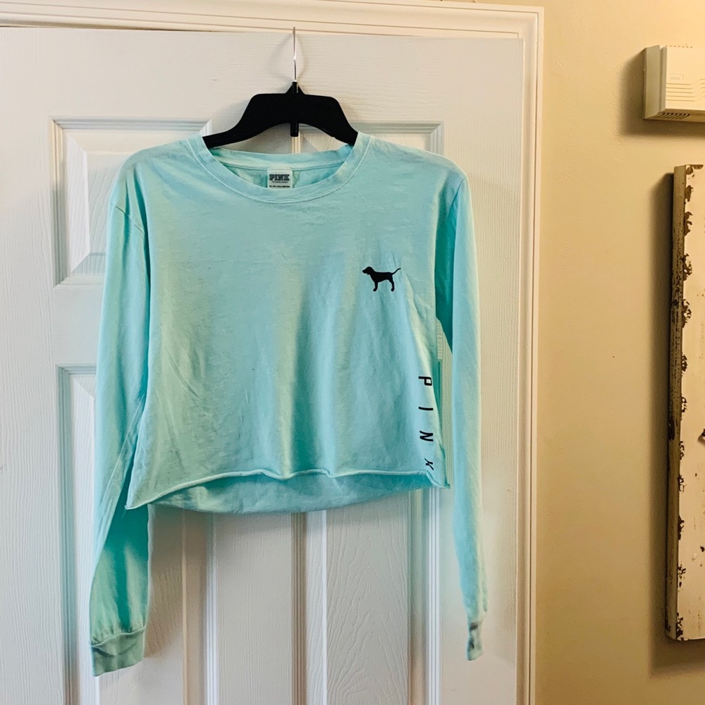 PINK long sleeve cropped tee